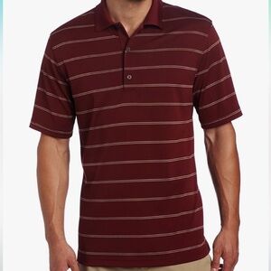 Maroon and gold golf shirt